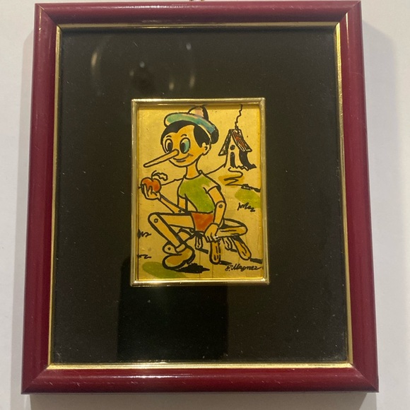 Antique Pinocchio framed art print  Italian artist - Picture 1 of 2